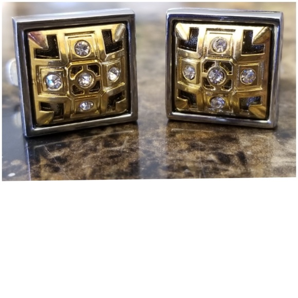Other - 2-Tone White Sapphire Cufflinks .75"